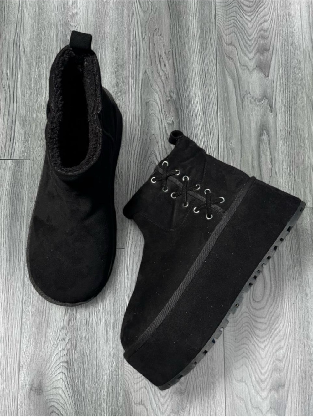 Sugar Thrillz Black Platform Lace-Up Ankle Boots